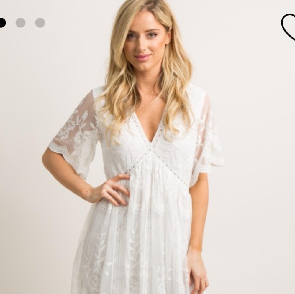 White Lace Mesh Overlay Maxi Dress